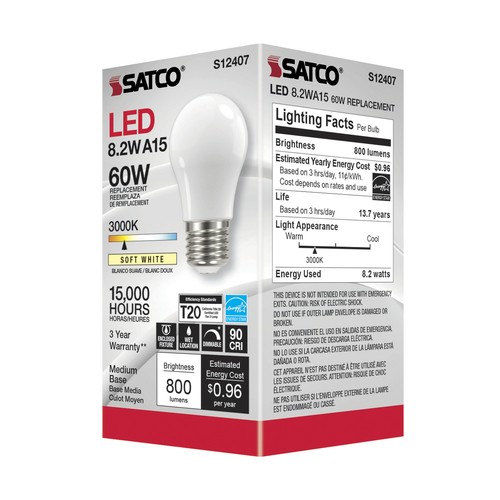 6 Pack Satco S12407 LED Filament Bulbs 120V 8.2W A15 Medium E26 3000K Soft White - Picture 6 of 8