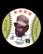Dave Cash Signed 1976 Carousel Snack Bar Disc Philadelphia Phillies Autograph