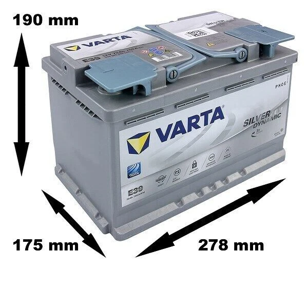 BATTERIA AUTO VARTA SILVER DYNAMIC A7 (E39) 12V 70AH 760A AGM START&STOP AUDI - Imagem 3 de 3