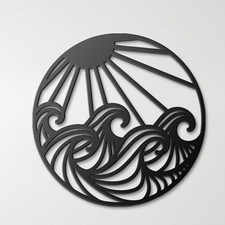 Coastal Metal Wall Art - 80 cm 3D Boho Garden Decor, Large Beach House