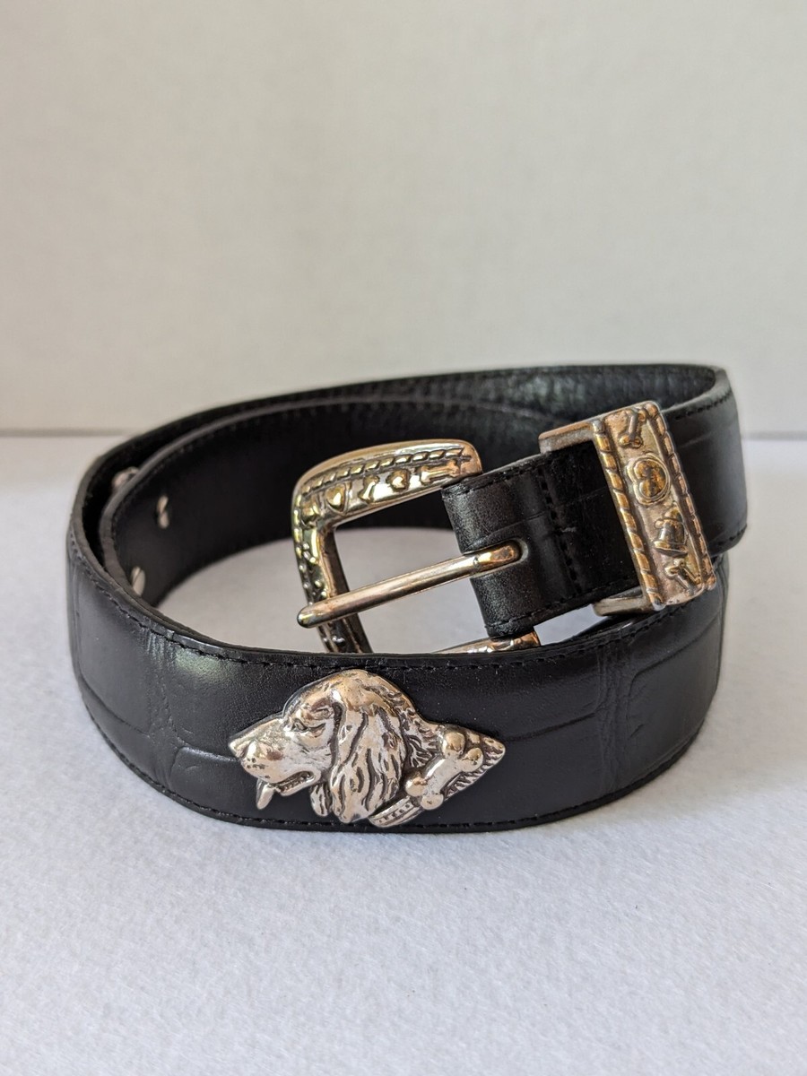 Vintage Wide Waist Belt Black Leather Alligator Embossed Moc Croc Womens Medium‎ 61XuGeKibyL._AC_UY350_.jpg main image 4