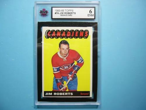 1965/66 TOPPS NHL HOCKEY CARD #74 JIM ROBERTS ROOKIE RC KSA 6 EXNM SHARP!! 65/66