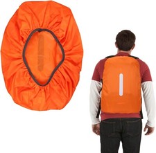 Image of Waterproof Rain Cover for Backpack, Reflective Rainproof Protector 45L Orange