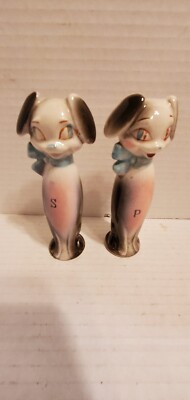 5''  Ceramic Tall Dogs Salt n Pepper Shakers made in Japan * Very Nice