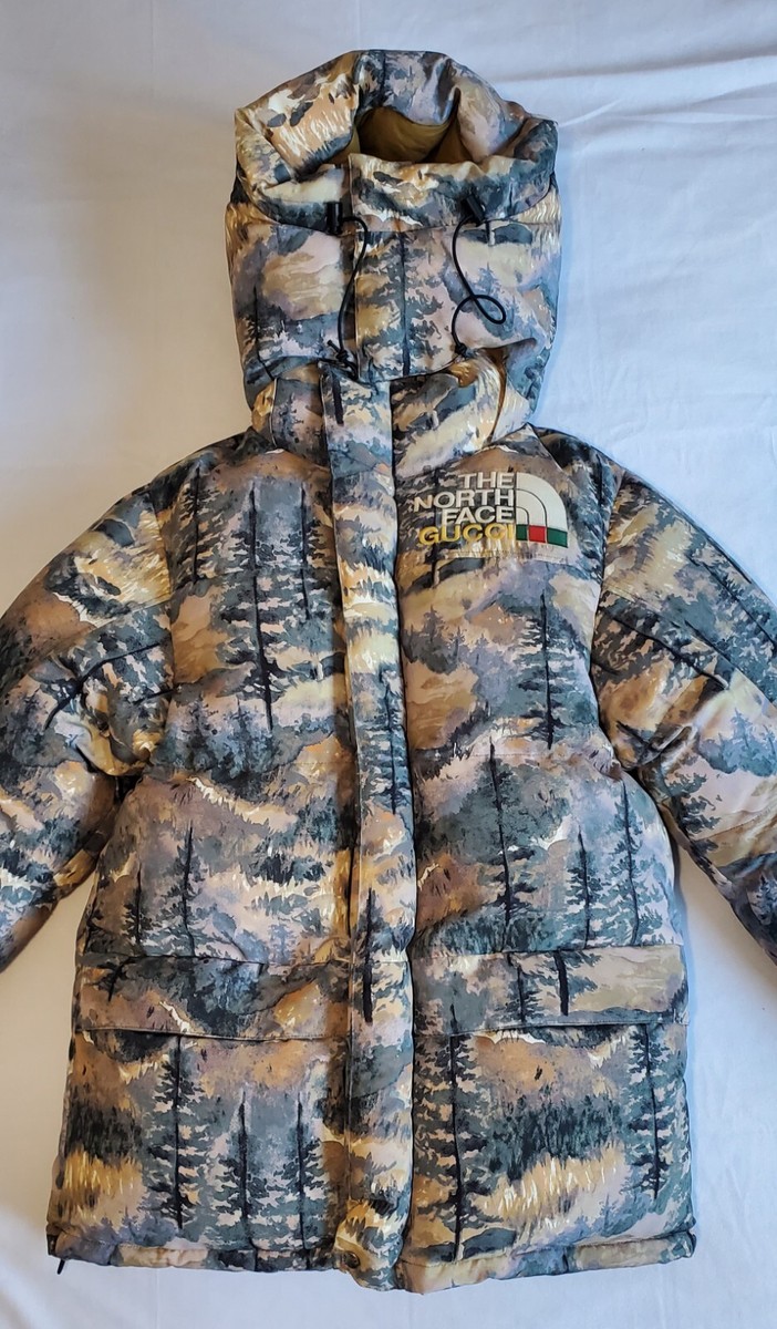 The North Face X Gucci Forest Print Down 700 Coat Jacket Women Sz