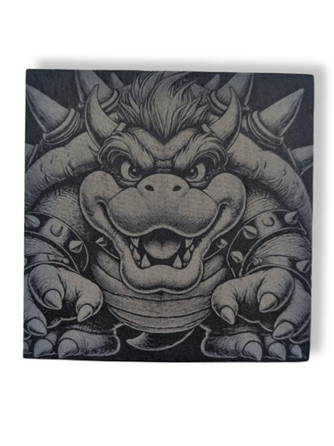 Bowser Engraved Slate Coaster Set Of 4 Super Mario Themed Nintendo Gift Set - Picture 2 of 9