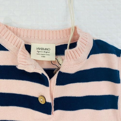 NWT Viverano Organic Comfort Girls Cotton Size 3 - 6 months Striped Dress $36 - Picture 2 of 5