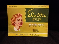 VTG/NOS Elvetta  Reg. Size MED BROWN DuPont NYLON Invisible HAIR NET w/ELASTIC
