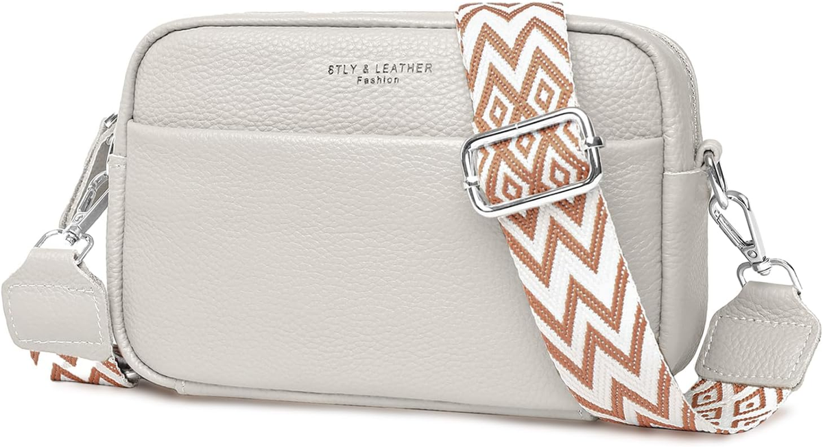 Crossbody Bag Beige Women Faux Leather Cross Body Camera Bags