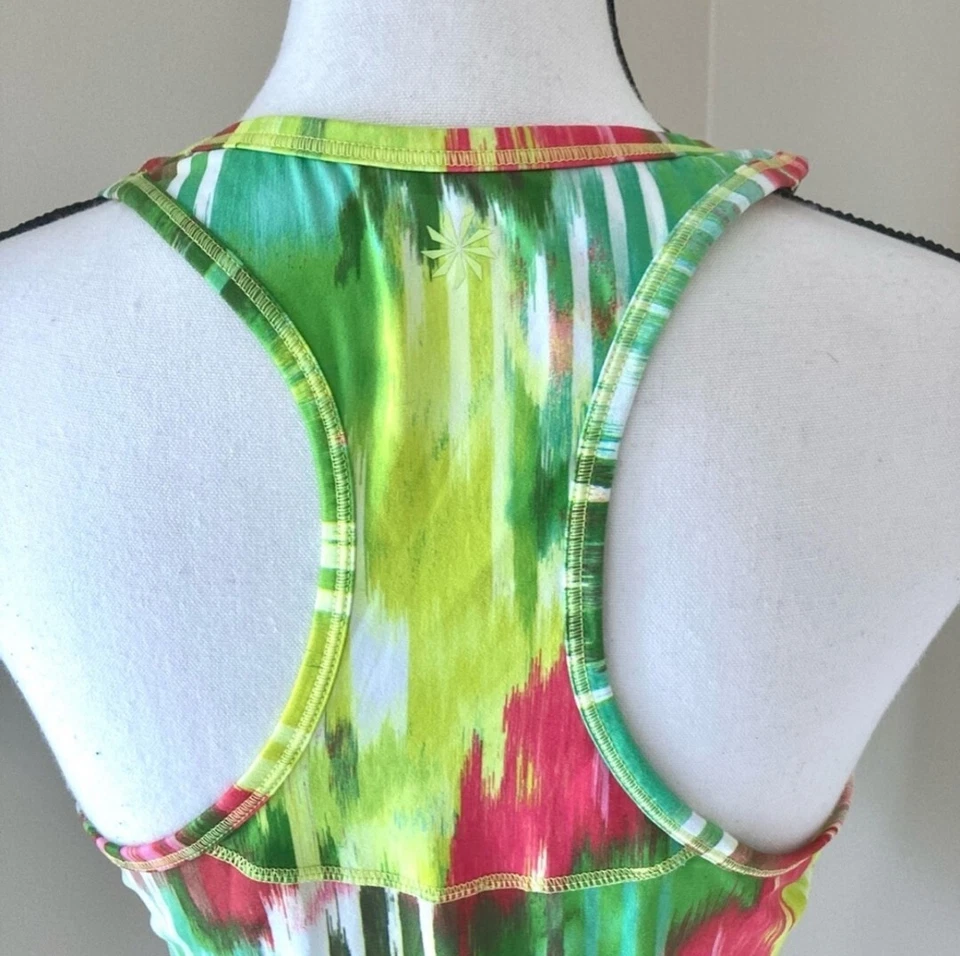 Athleta Green Pink  Tye Dye Racerback  Tank Top Athletic Yoga Size L Mint! Foto 4 de 4