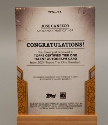 2024 Topps Tier One on Card JOSE CANSECO Auto 14/25 RED Parallel 