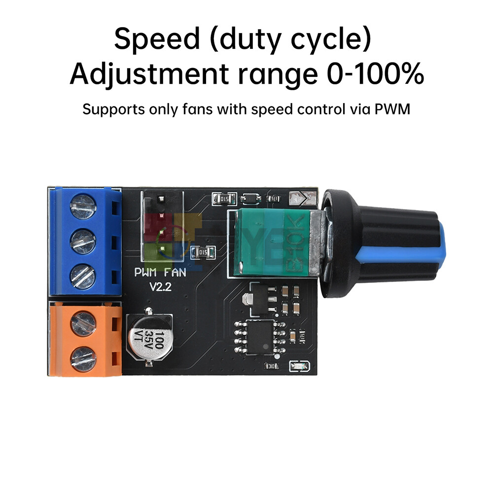 DC12V PWM Fan Governor Speed Control With Knob 3/4Wires Switch Fan Regulation