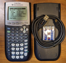 Texas Instruments TI-84 Plus Graphing Calculator Cover  Batteries  Cable Data