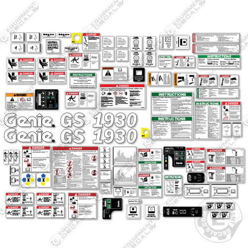 Fits Genie GS1930 Decal Kit Scissor Lift (SN GS3010A-110000 to GS3015A-141945