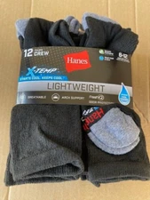 Crew Socks 12-Pk Men's FreshIQ X-Temp Arch Support Comfort Wicking Sz. 6-12 5373