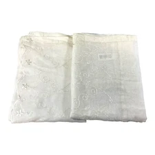 Eyelet Sheer Floral Embroidered Valance Set Of 2 20" X 55" Cottage Country Core