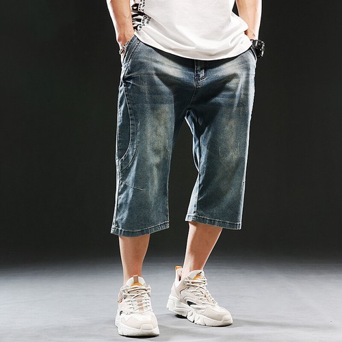 Pantalones cortos de mezclilla sueltos debajo de la rodilla 3/4 capri para hombre - Imagen 2 de 10