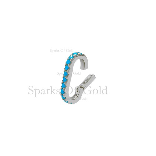 Natural Turquoise Link Clasp Charm Enhancer 14K Yellow Gold Fine Jewelry Finding - Picture 5 of 5
