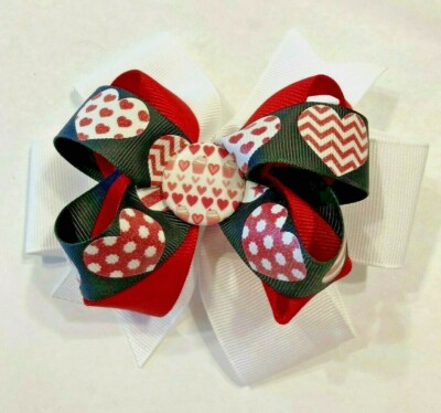Beautiful Red Hearts Inspired Hair Bow for girls
