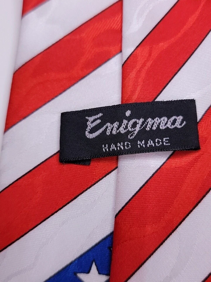Enigma Mens Formal Necktie 58"Lx3.75"W Red/White Neck Tie - Image 3 of 4
