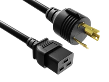 10ft NEMA L6-30P to C19 Heavy Duty Power Cord 12AWG, 20A, 250V