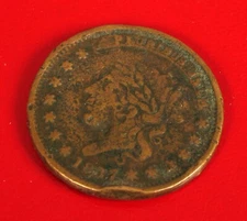 1837 HARD TIMES TRADE TOKEN NOT ONE CENT FOR TRIBUTE MILLIONS FOR DEFENCE !!