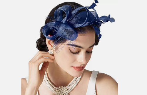 Navy Blue Fascinator Headband, Women's Tea Party Hat for Kentucky Derby