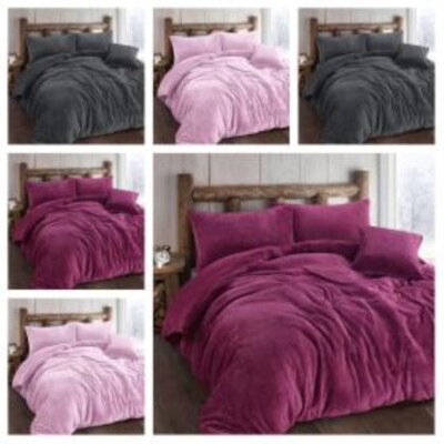 Luxus Teddybär Fleece Waffelmuster Bettbezug Set Bettwäsche Single Double King Super