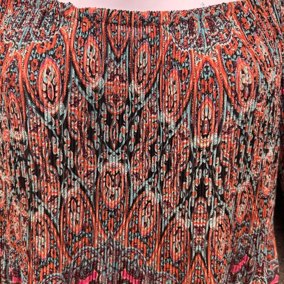 Túnica rosa + oliva para mujer talla 3X boho hipster indie acordeón caprichoso de gran tamaño Foto 4 de 4