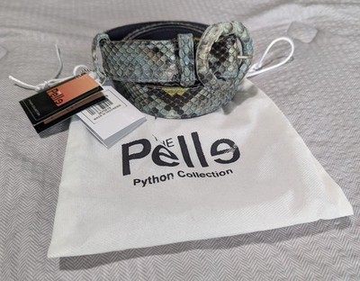 The Pelle Collection Blue Grey 100% Genuine Python Leather Women's Belt