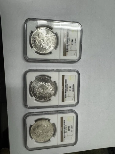 1879s/1880s/1881s MS63 Morgan Silver Dollars Lot Of 3 NGC