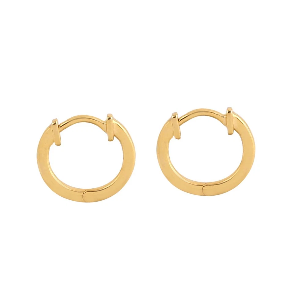 Black Friday 14k Yellow Gold Small Hoop Earrings For Women Handmade Jewelry - Изображение 4 из 4