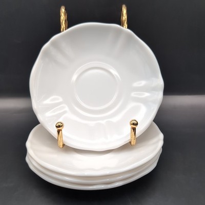 Set Of 4 Arcopal France Opaque White Saucers 5.5 in