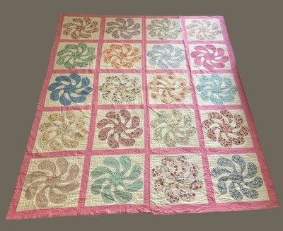 Early Depression era 1920's Whirligig Fan Patchwork handmade Quilt Museum qualit