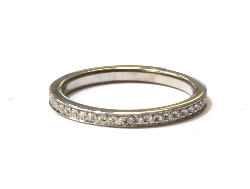 14k white gold .39ct round prong set diamond eternity wedding band ring 1.7g SI1