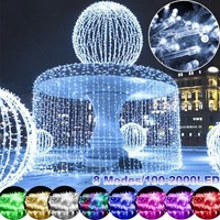 2000 LED Fairy Lights Plug in Christmas Tree String Lights Mains Outdoor Garden