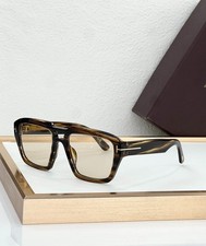 Tom Ford Ft1202 Flat Top Sunglasses Horn Brown Frame Yellow Lens 56-19-140