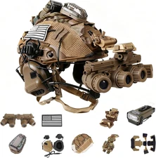 Tactical Helmet with Headset,4In1 Upgraded Adjustable with Helmet Cover for Airs