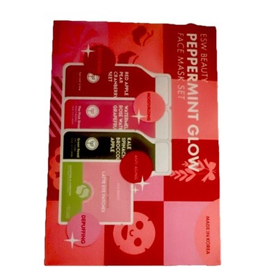 ESW Beauty Peppermint Glow Face Mask Set Red Apple Watermelon Kale Restoring 2ct
