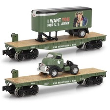 Military Menards 2-piece O Gauge Us Army Flatcar W 1954 Gmc Tractor Trailer