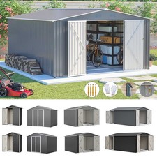 BIRCHTREE Garden Shed Metal Apex Roof Outdoor Storage With Free Foundation