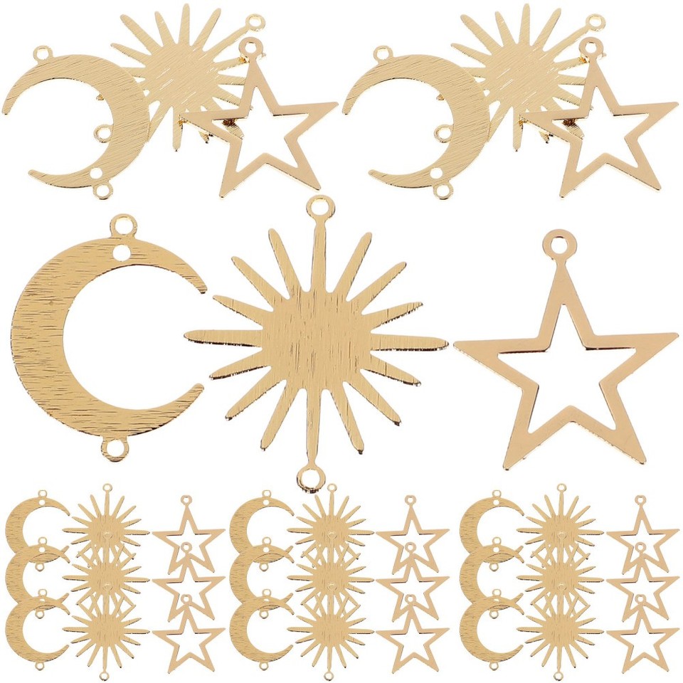30 Pcs Star Charms for Bracelets Sun and Moon Jewelry DIY Making ...