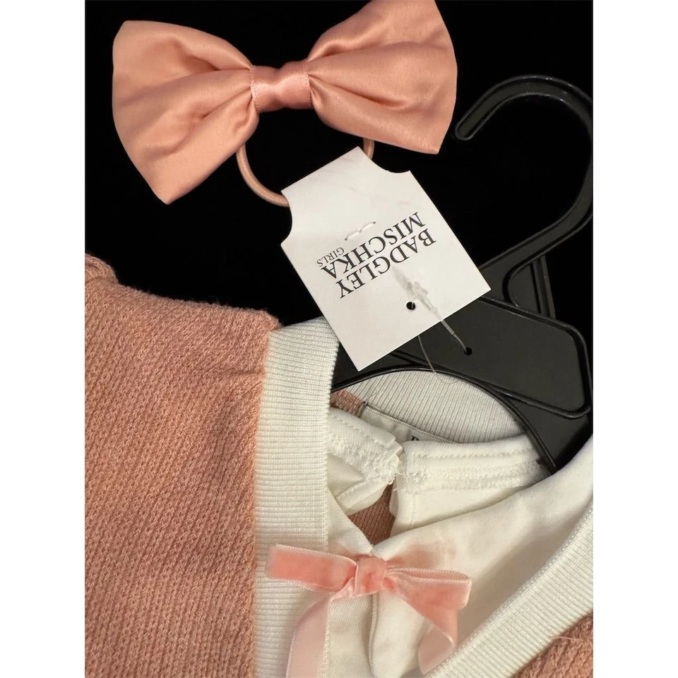 Precioso conjunto de Pascua Badgley Mischka niña pequeña 3 piezas rosa talla 3T Foto 4 de 4