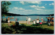 Vintage Dewey Beach Lake Sunapee NH Color Postcard by Stephen Warner