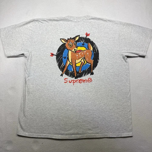 SUPREME DEER TEE Gris Homme XL Streetwear Skate Grunge
