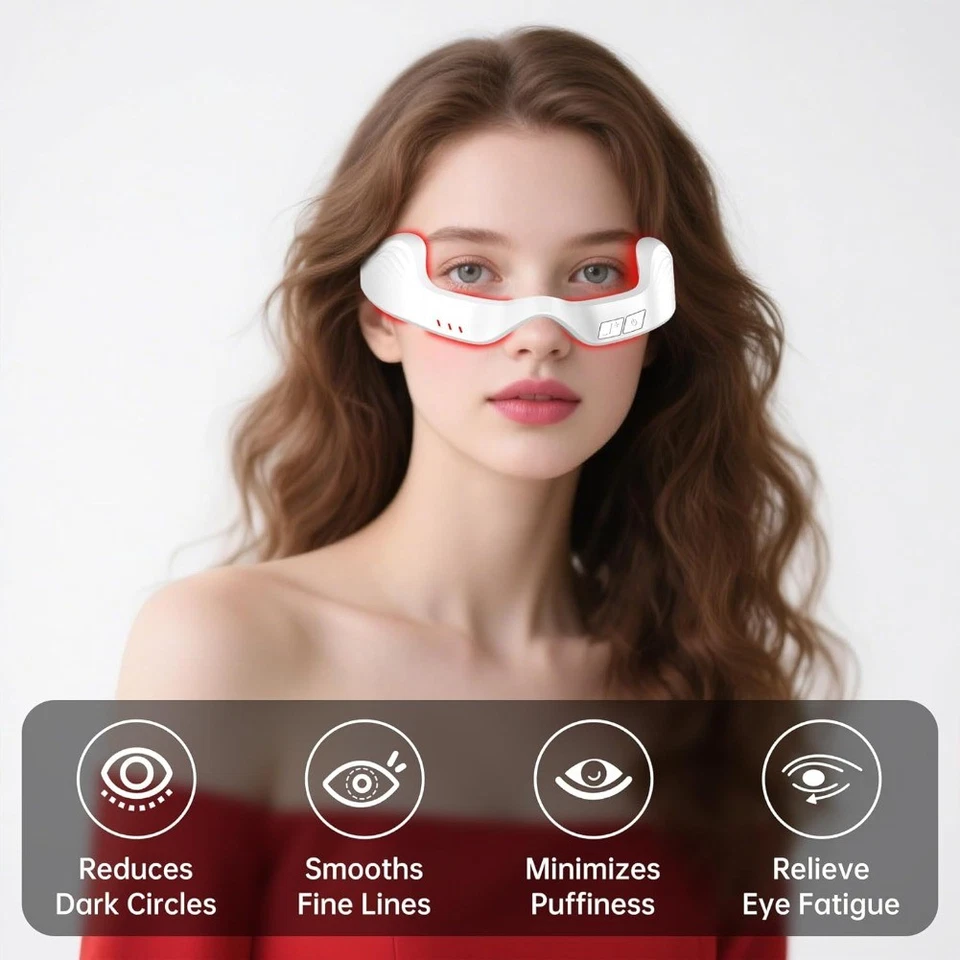 Gafas masajeadoras de ojos con luz roja para reducir la hinchazón de ojeras y las arrugas de los ojos Foto 4 de 4