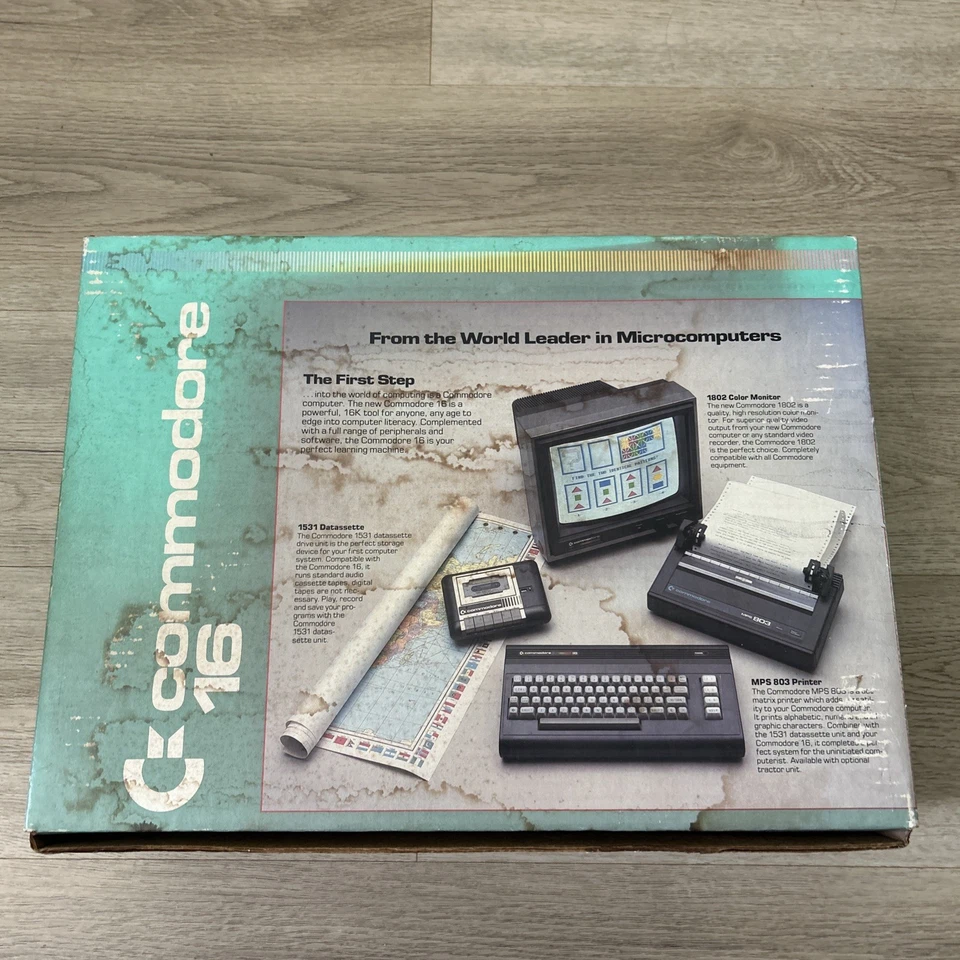 Commodore 16 винтажный компьютер с питанием и оригинальной коробкой работает проверено - Изображение 2 из 4