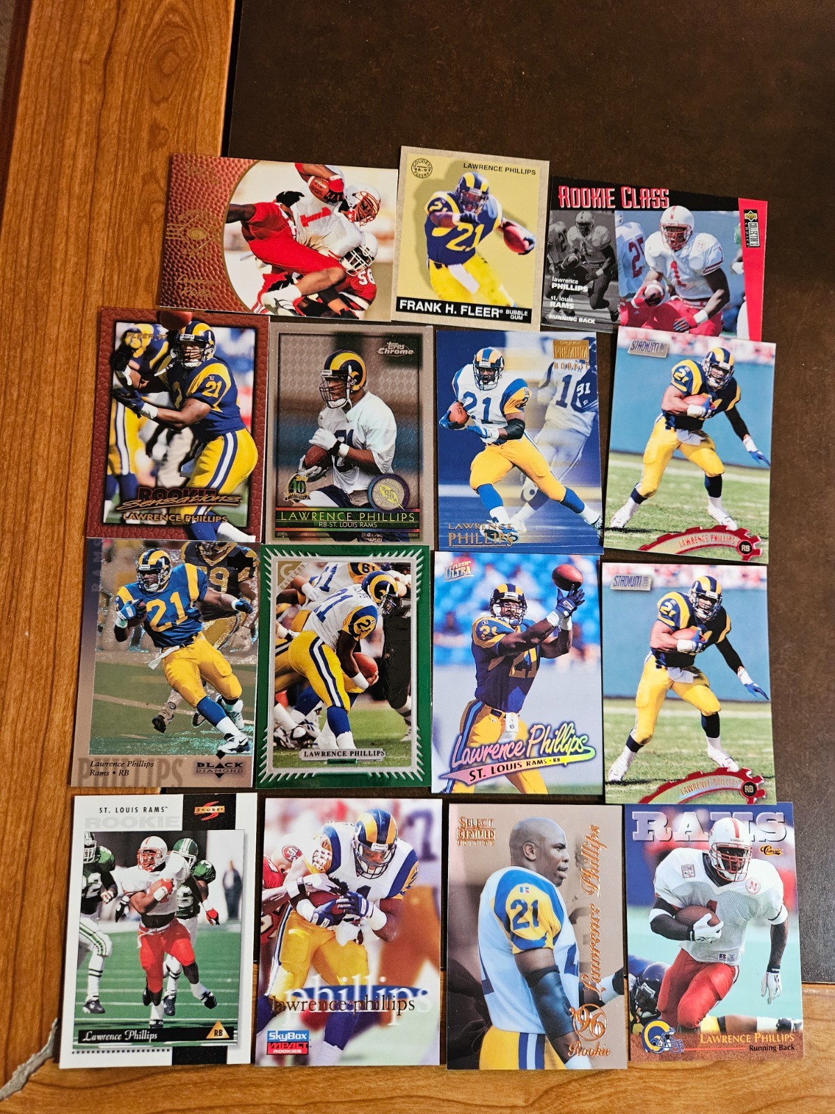 LAWRENCE PHILLIPS - **Premium Lot of 15 Different 6 RC)** -Rams -NRMT-MINT - #2