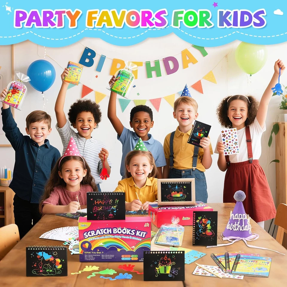 Paquete de 24 cuadernos de arte para rascar + manos adhesivas + pegatinas, favores de fiesta de arte para rascar,  Foto 3 de 4