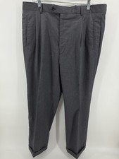 Murano Italia Marlane 100 Virgin Wool Grey dress pants 38R Cuffed Pleated Italy